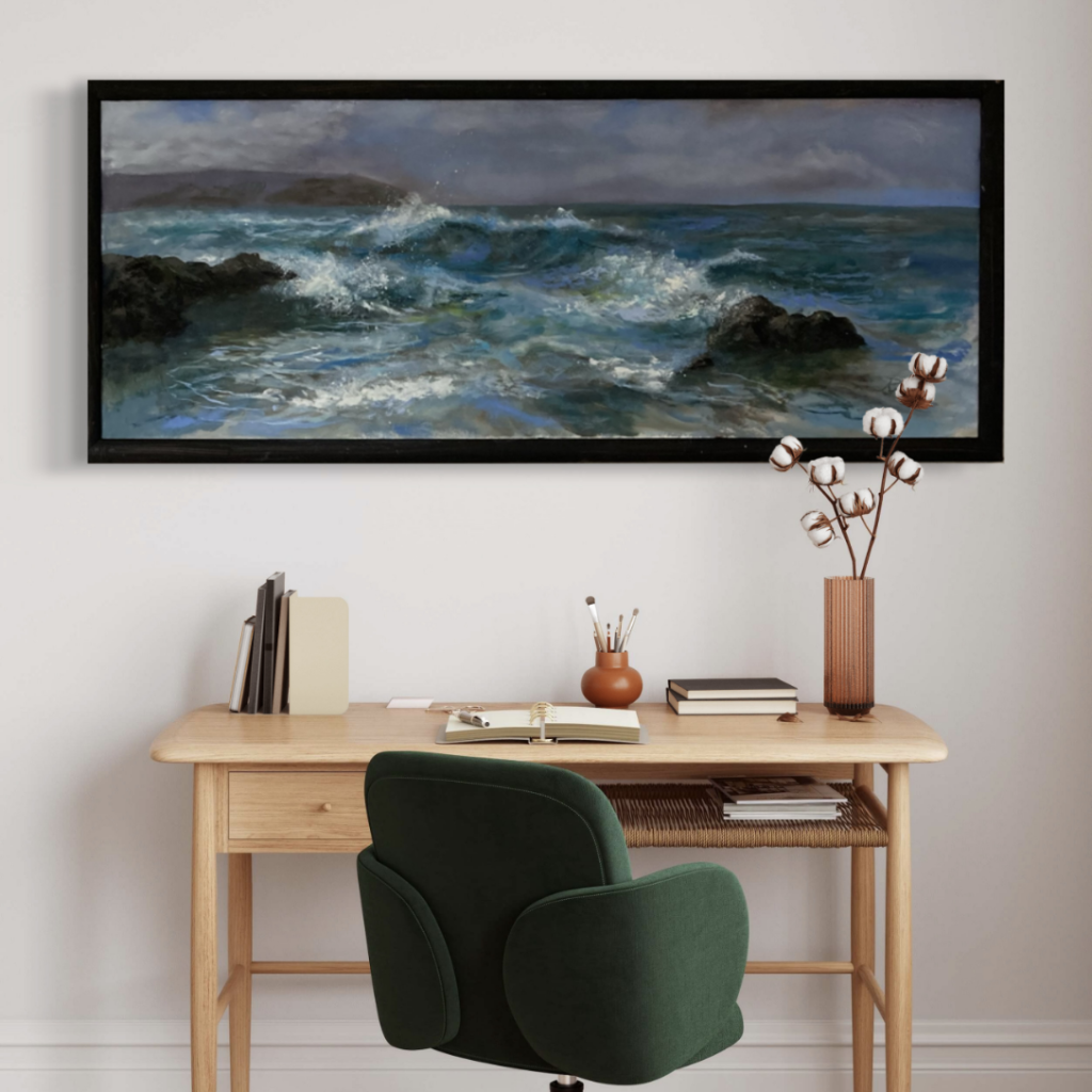 Oil painting of the sea