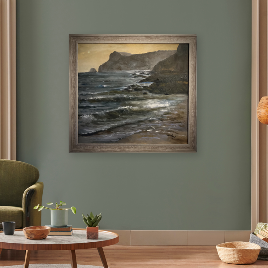 Oil painting of the coast